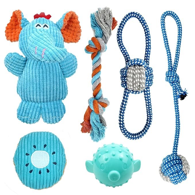 Sundrawy Elephant Plush Puppy Toy (6-Pack)