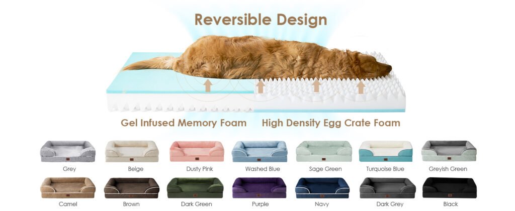 EHEYCIGA replacement dog bed cover, machine-washable, waterproof inner liner, durable zipper for easy cleaning.