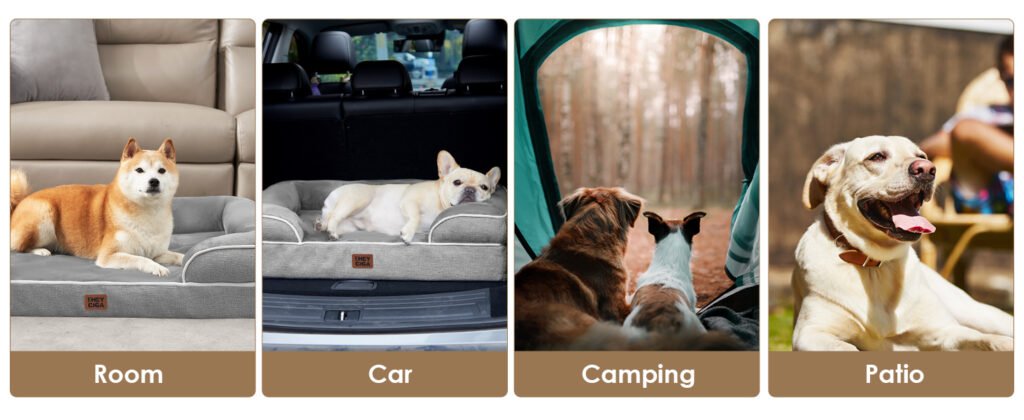 EHEYCIGA replacement dog bed cover, machine-washable, waterproof inner liner, durable zipper for easy cleaning.